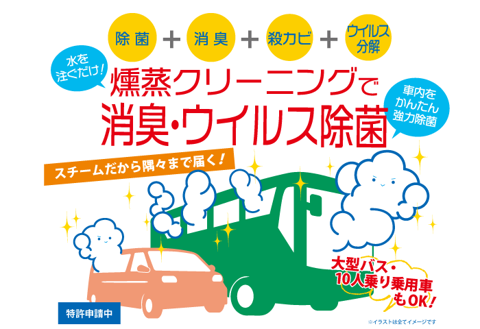 燻蒸クリーニングでウイルス除菌 FastHygiene＜車内をかんたん強力除菌！大型バス・10人乗り乗用車もOK＞